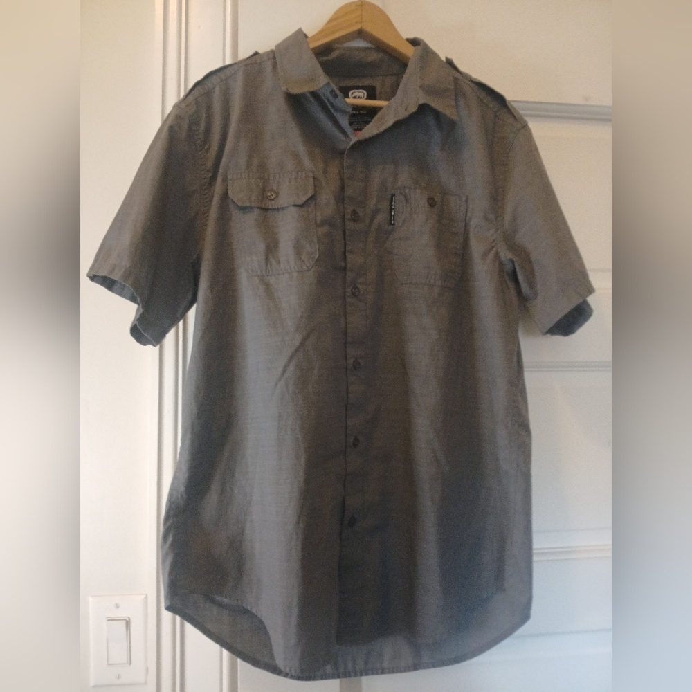 Ecko UNLTD Mens Solid City Short Sleeve Woven Shirt Sz. L
